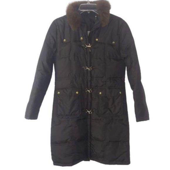 Yera Spain Brown Quilted Down Coat - Picture 1 of 5